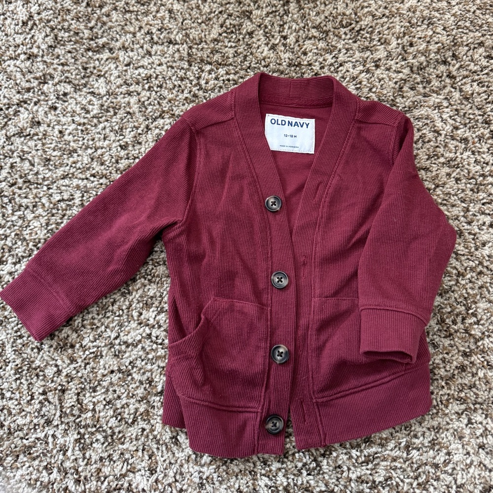 Old Navy Kids Maroon Sweater Blazer Button Up